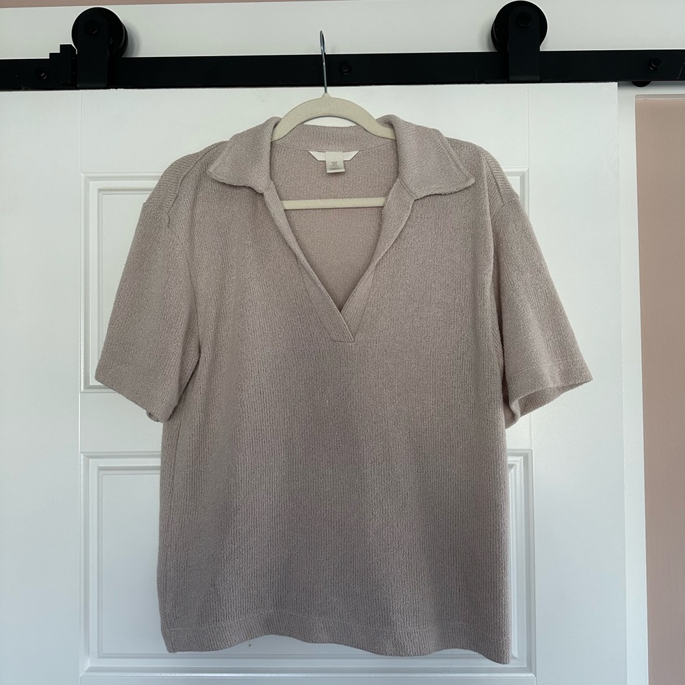 H&M Beige Knit Collared TOP